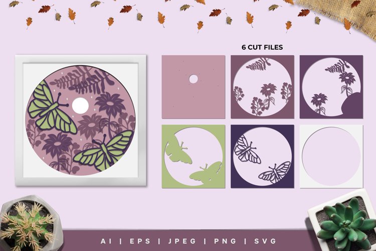 Butterflies and Flowers in The Moonlight 3D Layered Papercut