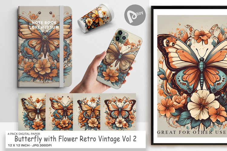 Digital Paper Butterfly and Flower example image 1