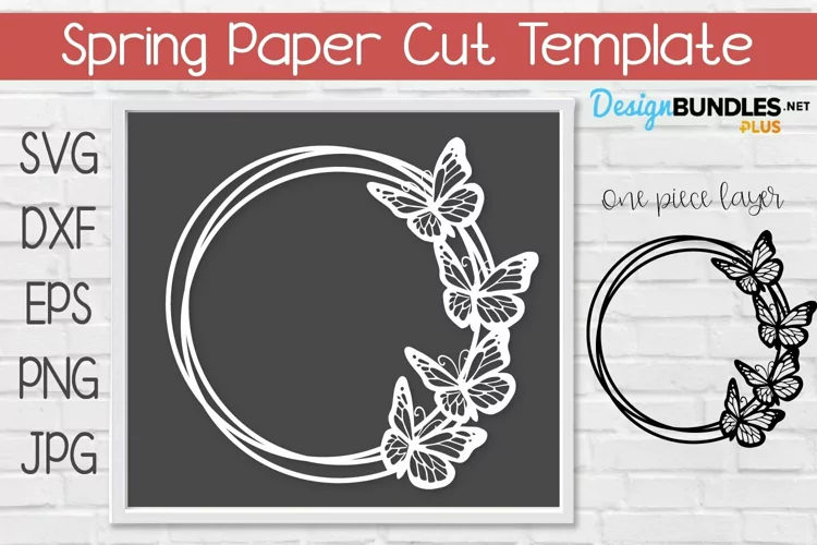 Butterfly Wreath Monogram Circle | Spring Paper Cut Template