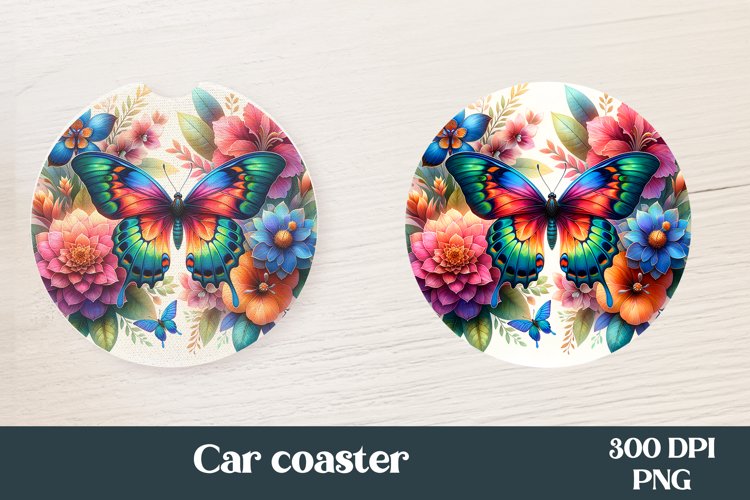 Butterfly car coaster | Flower coaster | Coaster PNG