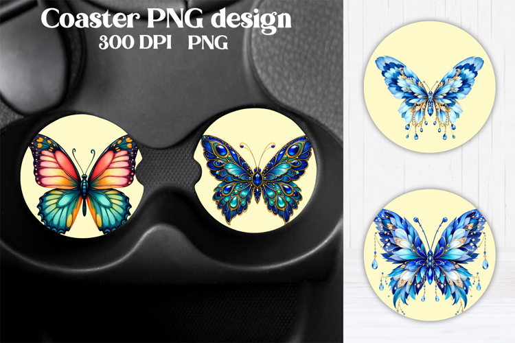 Butterfly car coaster | Butterfly feather coaster PNG