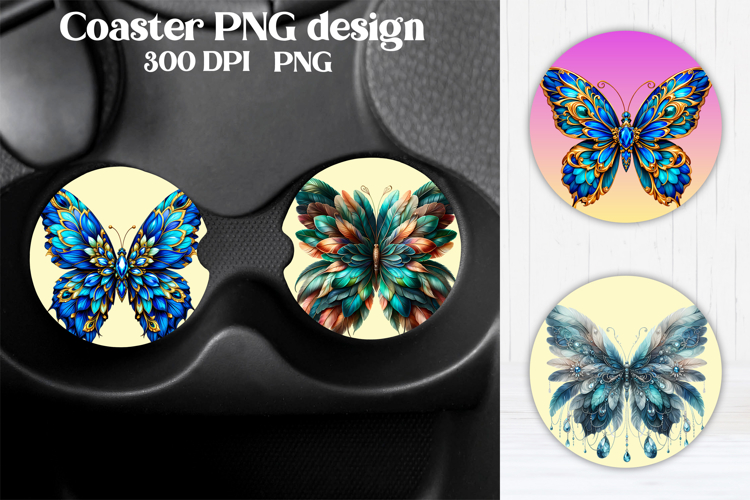 Butterfly car coaster | Butterfly feather coaster PNG