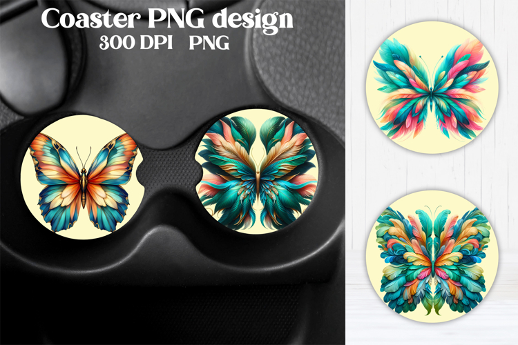 Butterfly car coaster | Butterfly feather coaster PNG
