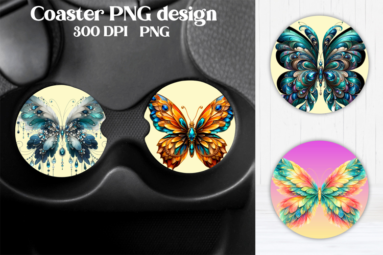 Butterfly car coaster | Butterfly feather coaster PNG