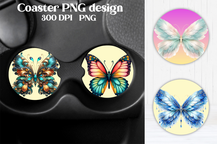Butterfly car coaster | Butterfly feather coaster PNG
