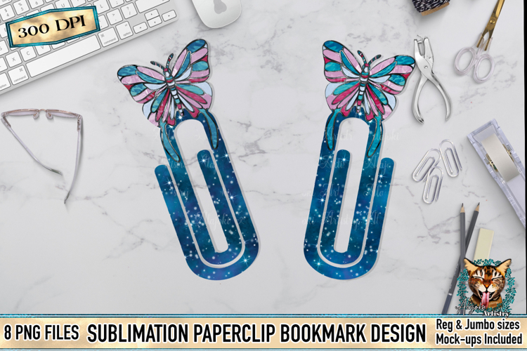 Stained Glass Butterfly - Sublimation Bookmark Clip PNG