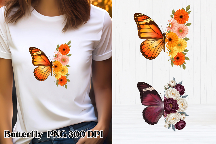 Summer butterfly clipart | Butterfly flower sublimation