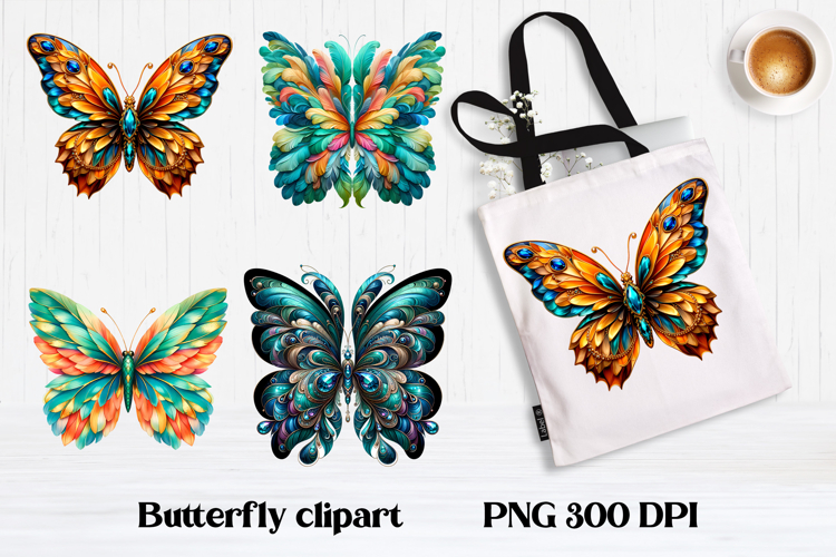 Summer butterfly clipart | Butterfly feather sublimation