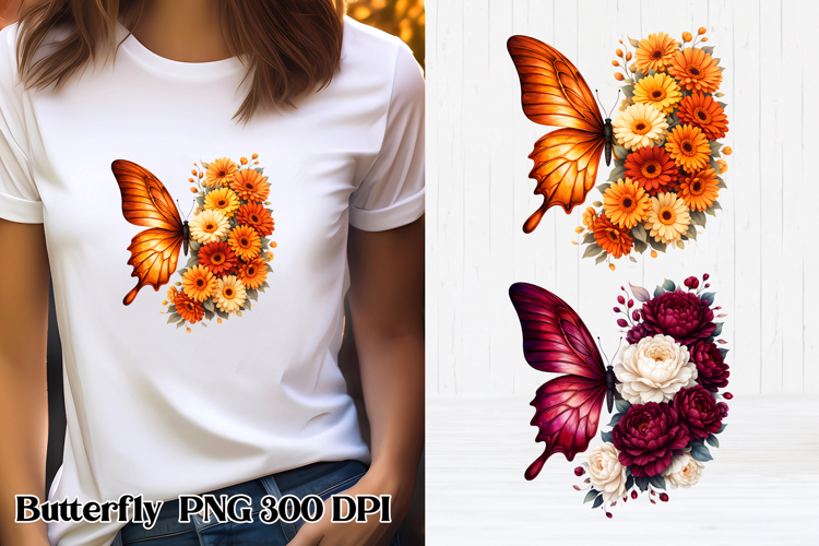 Summer butterfly clipart | Butterfly flower sublimation