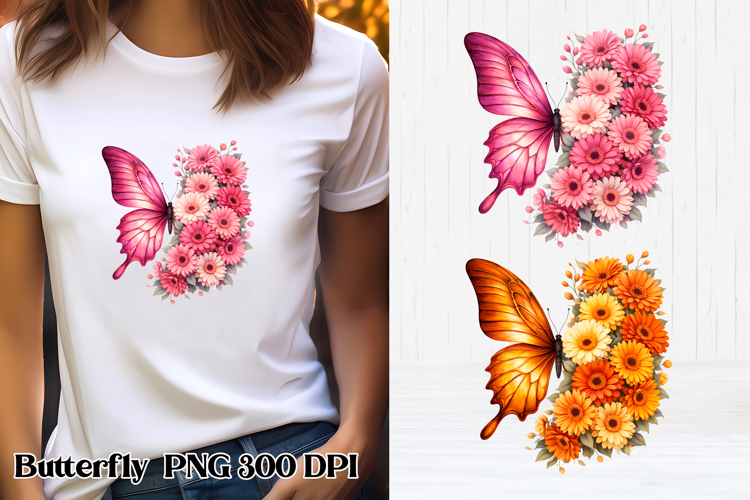 Summer butterfly clipart | Butterfly flower sublimation