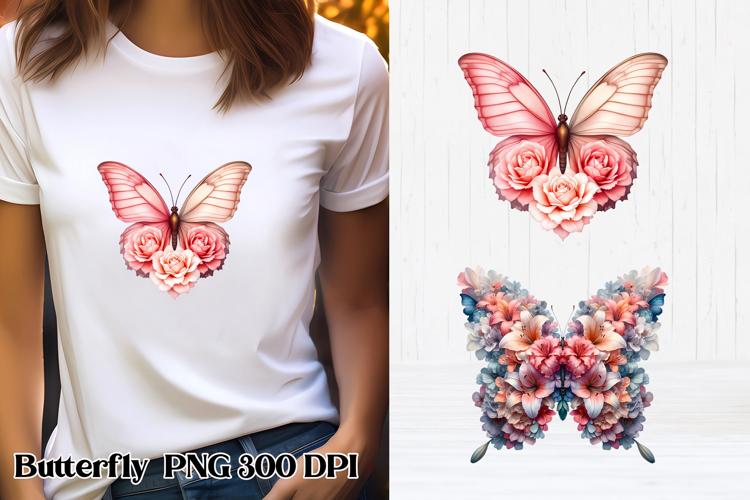 Summer butterfly clipart | Butterfly flower sublimation