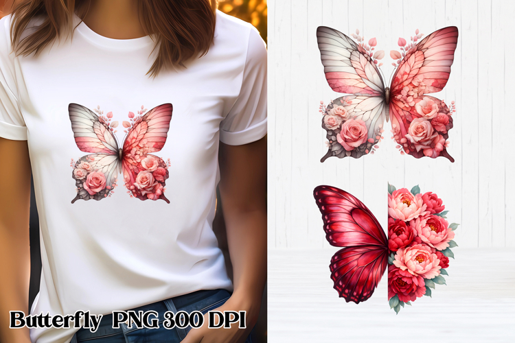Summer butterfly clipart | Butterfly flower sublimation