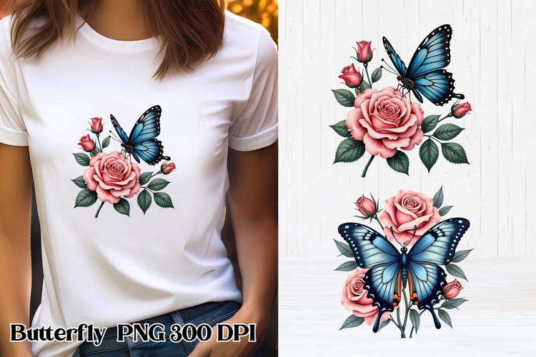 Summer butterfly clipart | Butterfly flower sublimation