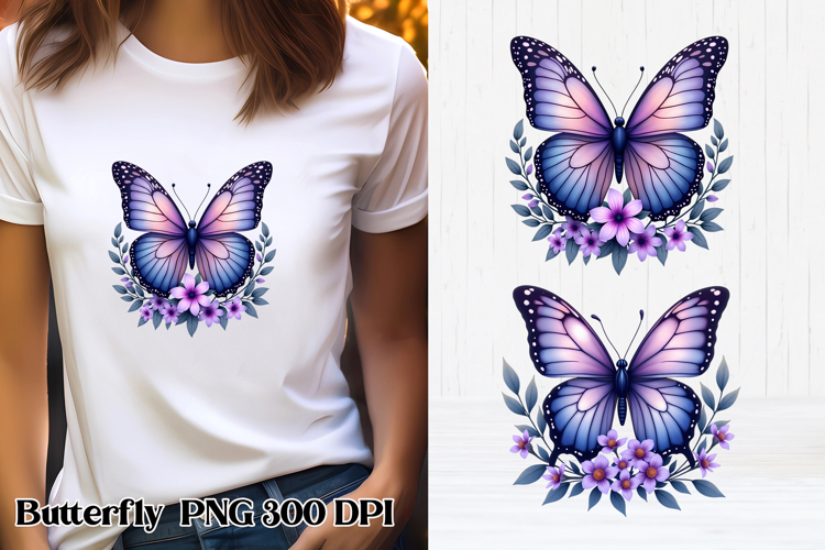 Summer butterfly clipart | Butterfly flower sublimation
