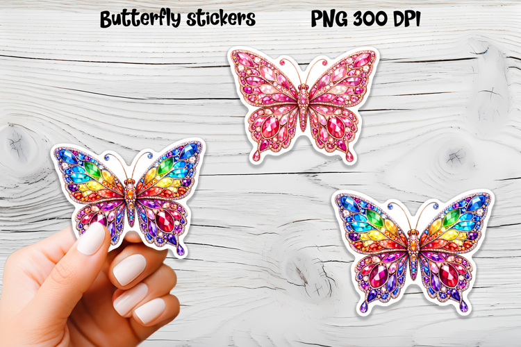 Diamond butterfly stickers | Precious stones butterfly PNG