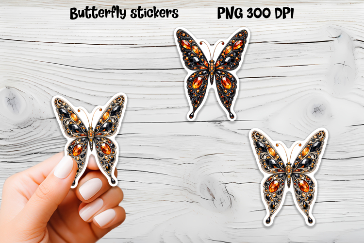 Diamond butterfly stickers | Precious stones butterfly PNG
