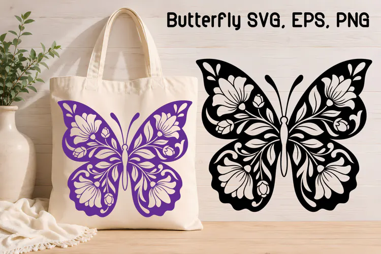 Botanical Butterfly Floral SVG Design