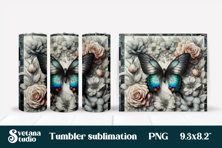 Butterfly tumblers | Animals tumbler | Tumbler wrap