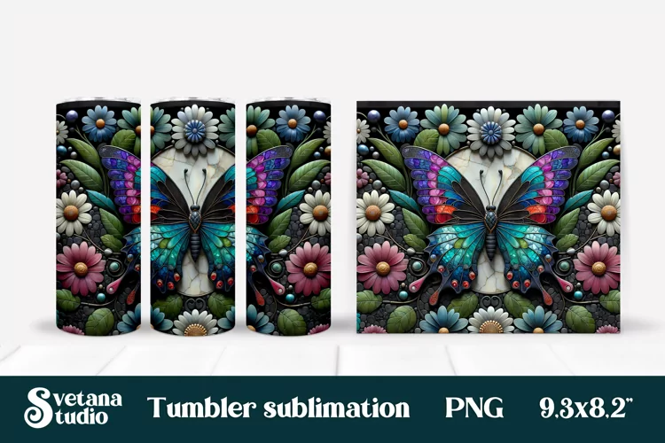 Butterfly tumblers | Animals tumbler | Tumbler wrap