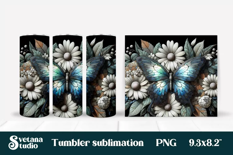 Butterfly tumblers | Animals tumbler | Tumbler wrap