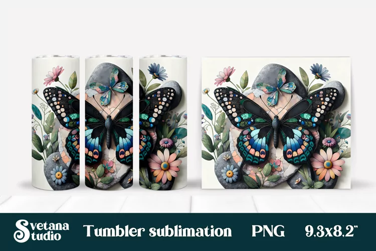Butterfly tumblers | Animals tumbler | Tumbler wrap