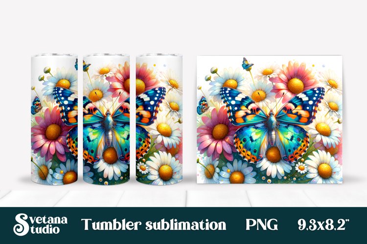 Butterfly tumblers | Animals tumbler | Tumbler sublimation example image 1