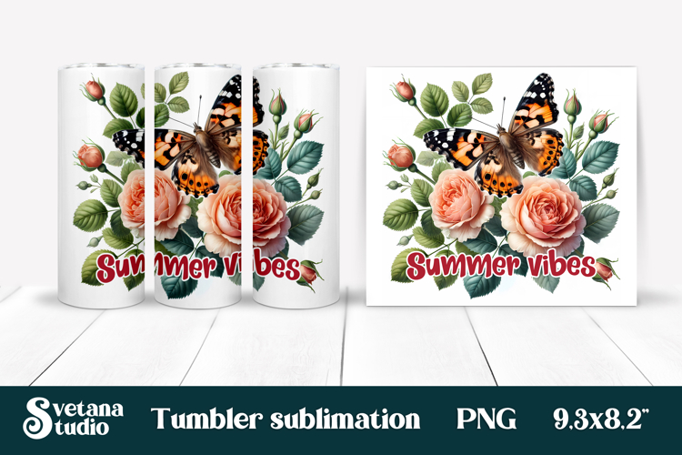 Butterfly flower tumblerPNG design | Summer vibes tumbler