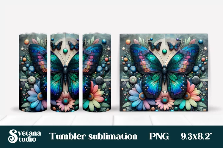 Butterfly tumblers | Animals tumbler | Tumbler wrap