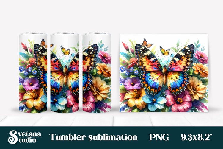 Butterfly tumblers | Animals tumbler | Tumbler sublimation example image 1