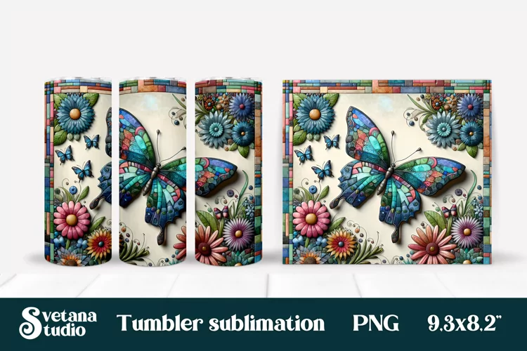 Butterfly tumblers | Animals tumbler | Tumbler wrap