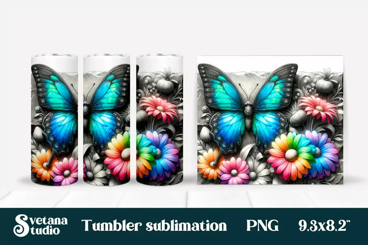 Butterfly tumblers | Animals tumbler | Tumbler wrap
