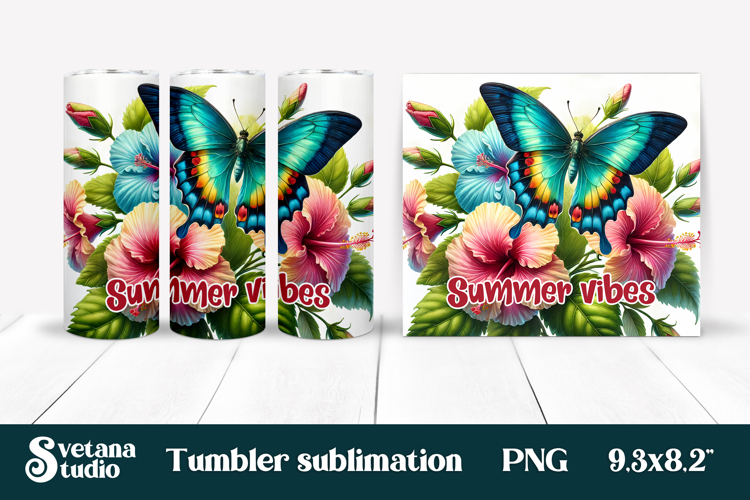 Butterfly flower tumblerPNG design | Summer vibes tumbler