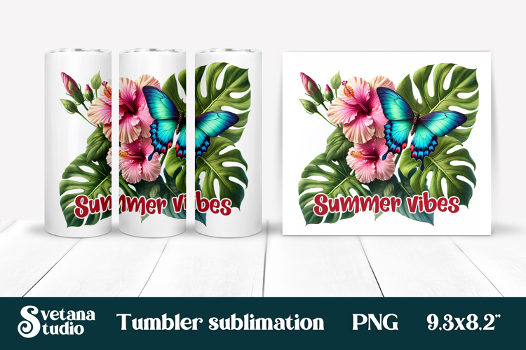 Butterfly flower tumblerPNG design | Summer vibes tumbler
