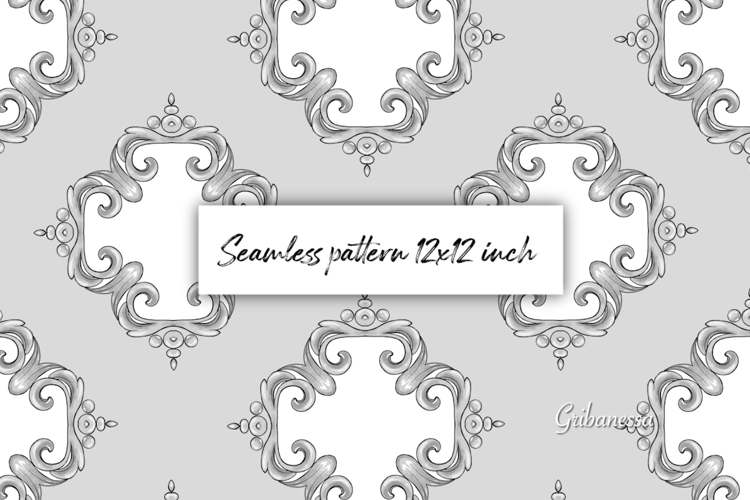 Gray Baroque Damask Seamless Pattern