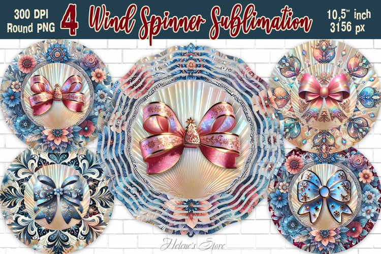Christmas coquette bows Wind Spinner wrap sublimation design