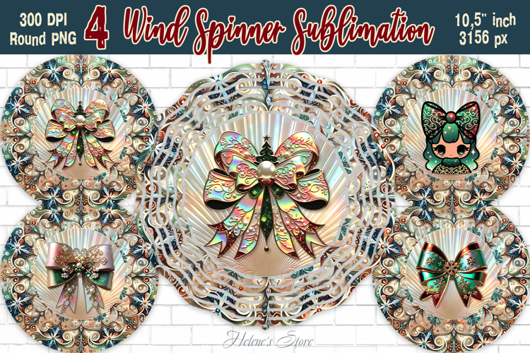Christmas coquette bows Wind Spinner wrap sublimation design