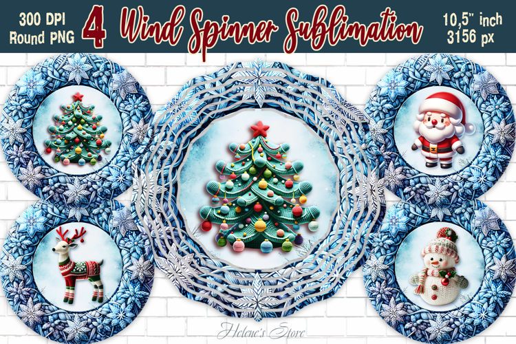 3d Christmas Knitted design Wind Spinner wrap sublimation