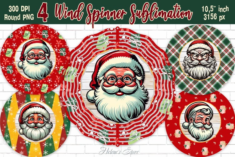 Retro Santa Claus Christmas Wind Spinner wrap sublimation
