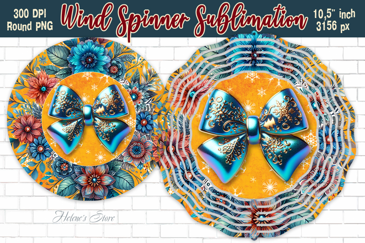 Christmas coquette bows Wind Spinner wrap sublimation design
