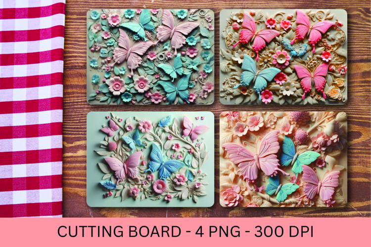 kitchen cutting board - 3d floral butterfly