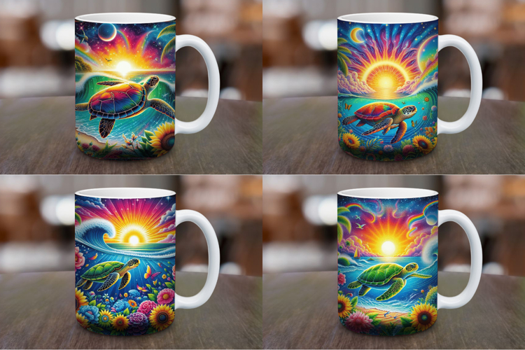 Mug Wrap Sublimation - turtle under the sea