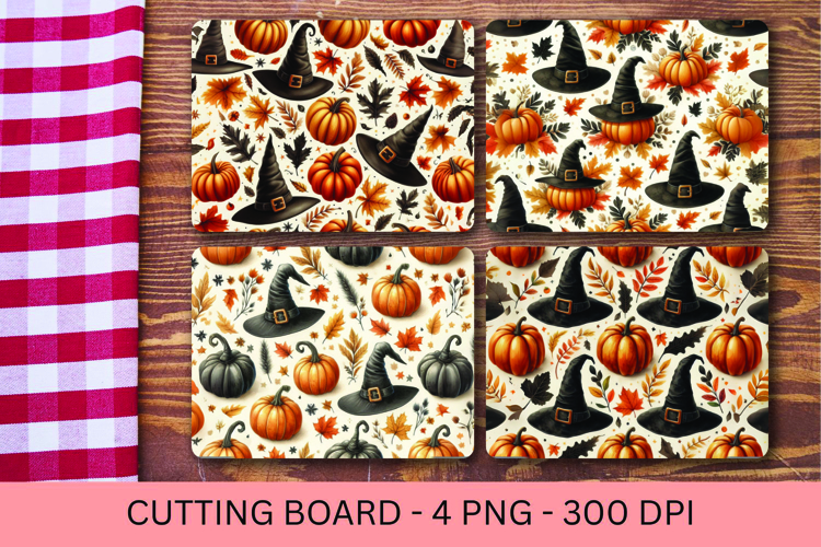 kitchen cutting board - pumpkin witch hat halloween