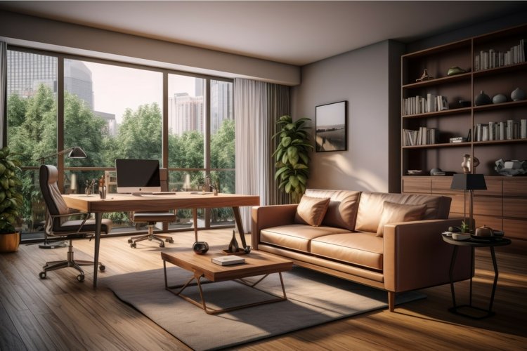 Residential house office. Generate AI