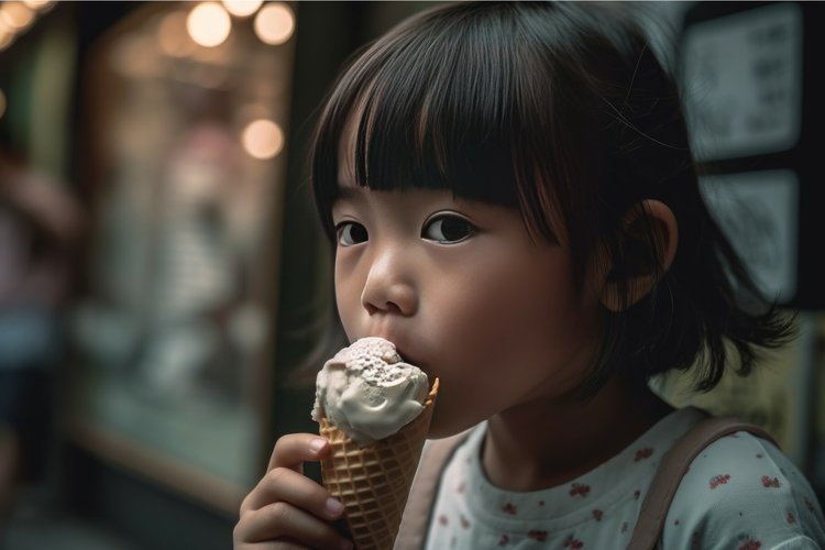 Asian baby ice cream person. Generate Ai example image 1