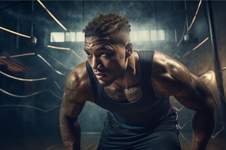 Athlete intense training gym. Generate Ai (3712943)
