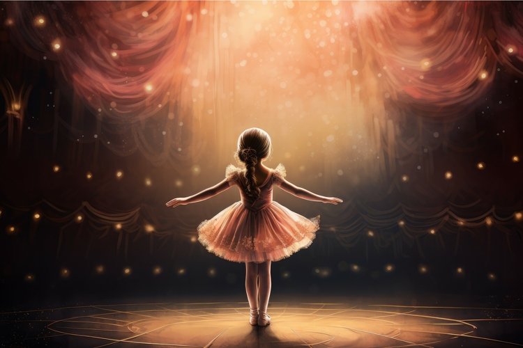 Dedicated Ballerina small girl theater stage. Generate Ai