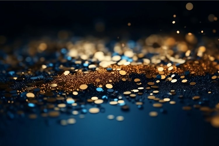 Blue golden abstract particles. Generate Ai example image 1