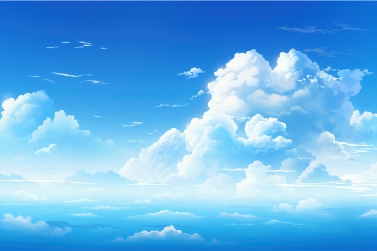 Fluffy Blue sky clouds. Generate Ai example image 1