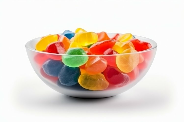 Bowl colorful candies jelly. Generate Ai example image 1