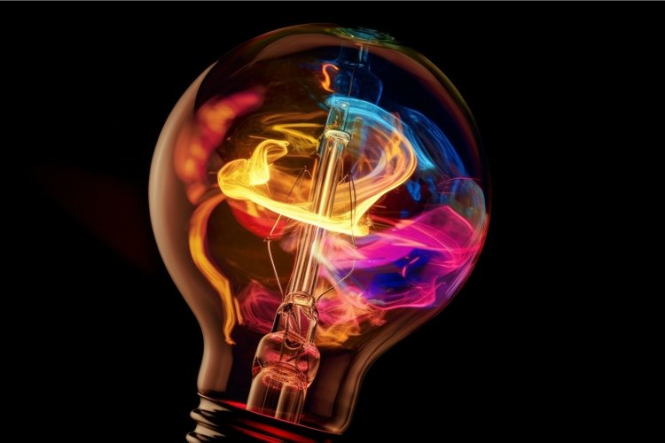 Bulb light colorful. Generate Ai
